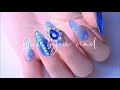 韓国風ブルービジューネイル💎✨네일 디자인2021冬セルフジェルネイル-blue bijou nail-