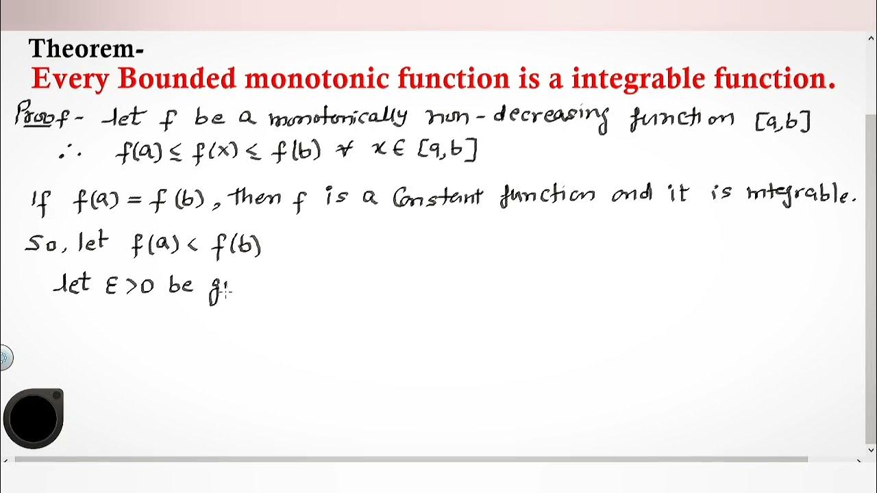 Every bounded monotonic function is integrable theorem riemann