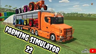 "Epic Scania Truck Convoy: Transporting Colorful John Deere Tractors! | Farming Simulator 22"