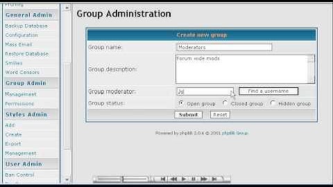 Managing groups in phpBB