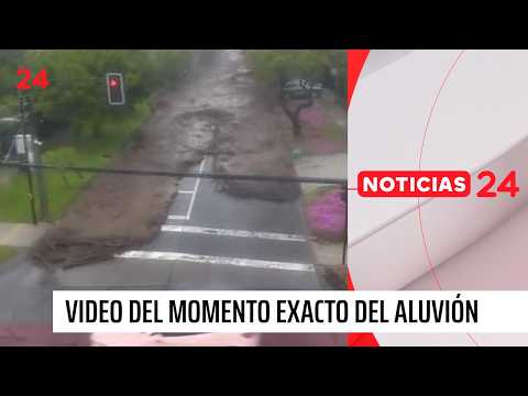 VIDEO: el momento exacto en que comenzó el aluvión en San Carlos de Apoquindo | 24 Horas TVN Chile