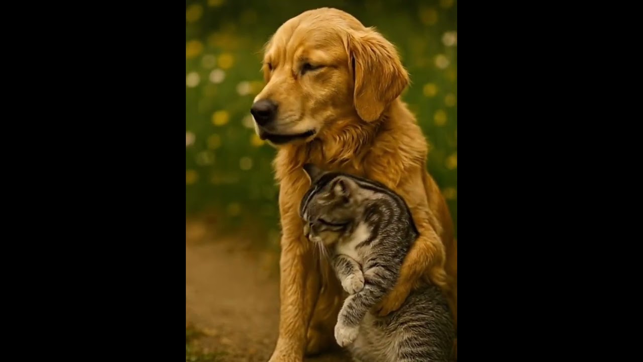 The most gentle and loving hug from a dog to a cat. A moment of pure peace. ❤️