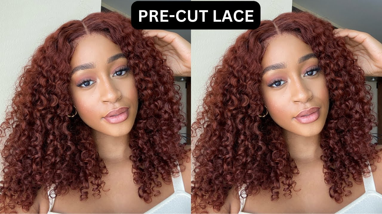 Glueless Auburn Brown Kinky Curly Textured Wig| Easy Install 