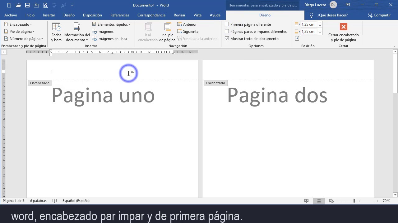 Word Encabezado Par Impar Y De Primera Pagina Youtube