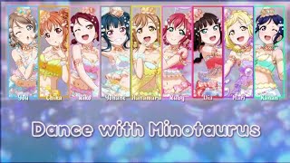 Aqours Dance with minotaurus (color coded ,Kanji,Romaji,Eng)💛