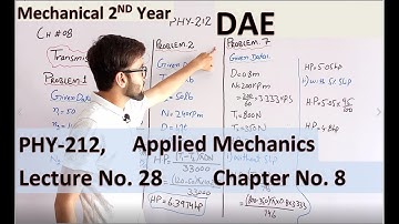Lec. 28 |Phy 212 App. Mechanics, Transmission of Power Ch.08  DAE Mechanical 2nd Year