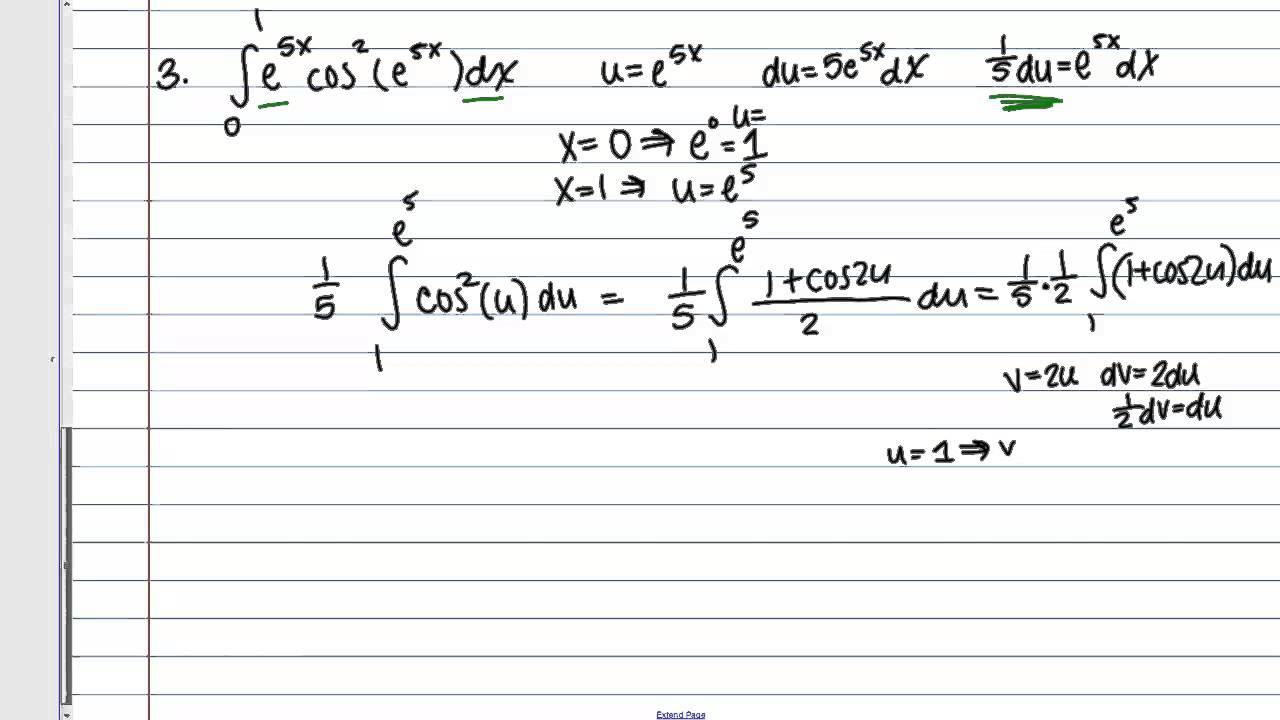 U-Substitution for Definite Integrals - YouTube