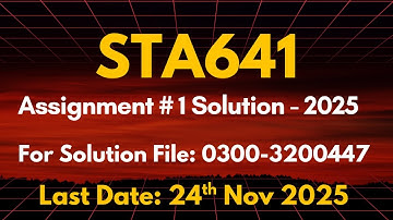 STA641 Assignment 1 Solution Fall 2025 #sta641 #assignment #solution #2025