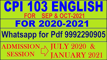 CPI 103 Solved Assignment 2020-21 in English ,  Whatsapp For Full Pdf  9992290905.