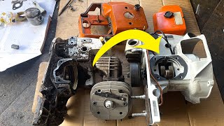 Replacing Chainsaw Crankcase STIHL 070 / Old Crankcase Need Replaced by New One (Copy)