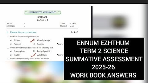 EE CLASS 4 SCIENCE TERM 2  SUMMATIVE ASSESSMENT 2025-26 WORK BOOK ANSWERS 