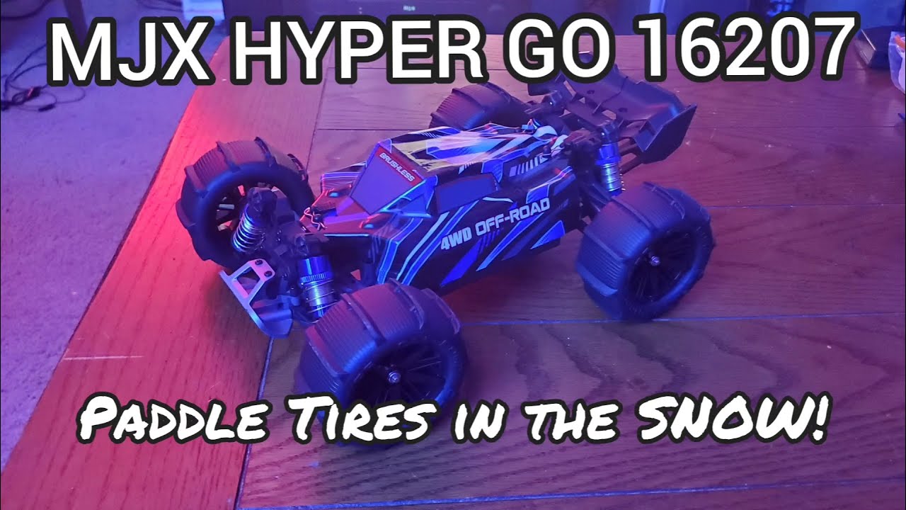 MJX Hyper Go 16207 Paddle Tires on Snow! - YouTube