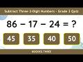 Subtraction Quiz for Grade 3 | Three 2-Digit Numbers | 50 Math Questions for Class 3 Kids Practice!
