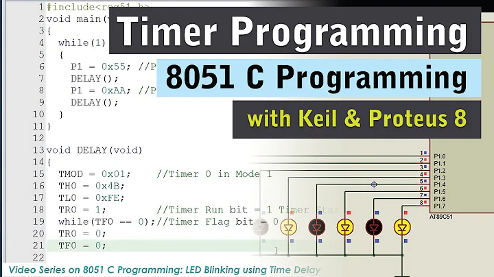 Timer Programming in C: 8051 Microcontroller Programming using Keil and Proteus 8 in Hindi