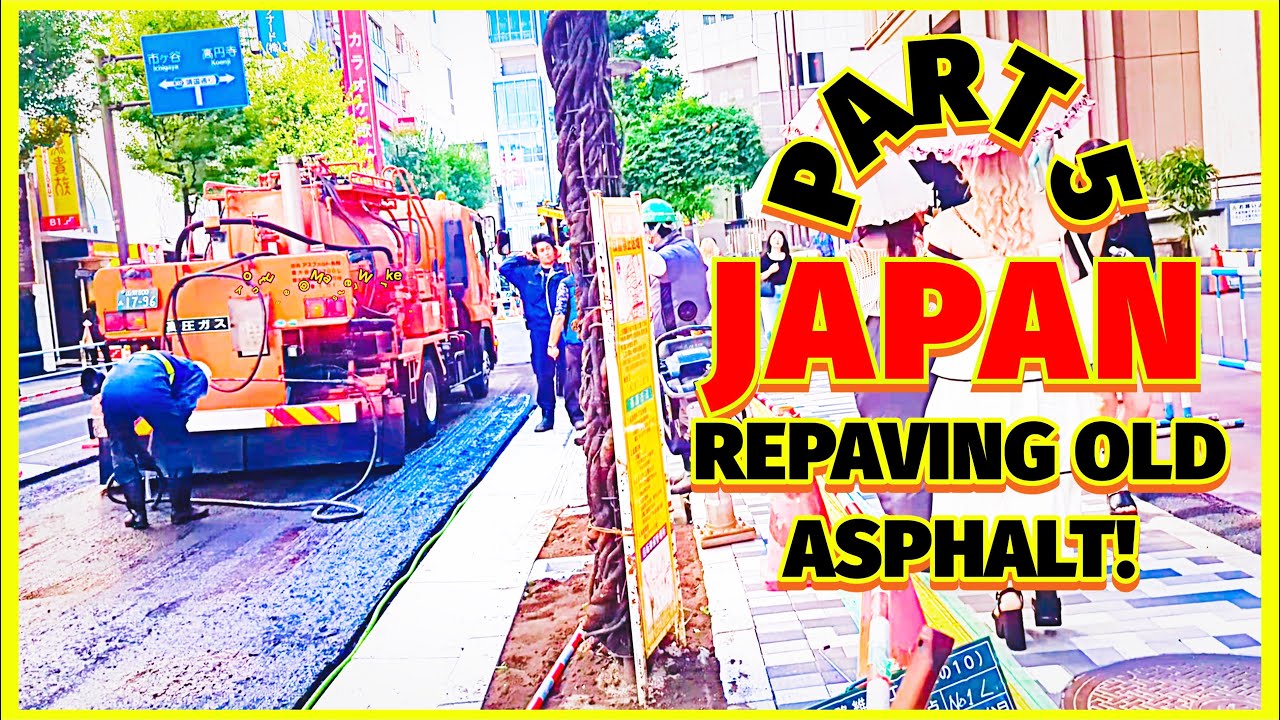 JAPAN - TOKYO - STEP BY STEP MODERN ASPHALT REPAVING PART 5. @MasterWorkers