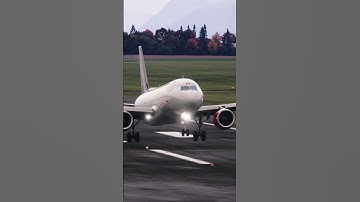 Austrian A320 long landing at Klagenfurt 🇦🇹 due to incorrect ILS glide path #aviation #shorts