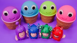 4 COLORS Play Doh Ice Cream Cups OddBods Kinder Surprise Eggs Toys - KiKi Toys
