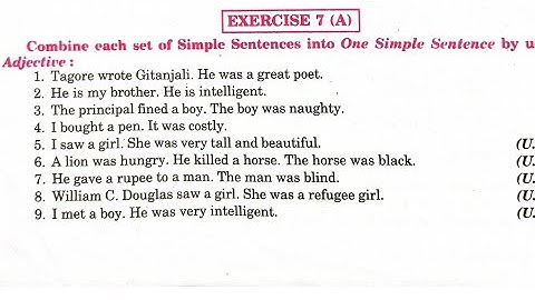 synthesis class 12 up board exercise 7a | adjective solved exercise 7a | synthesis exercise 7a