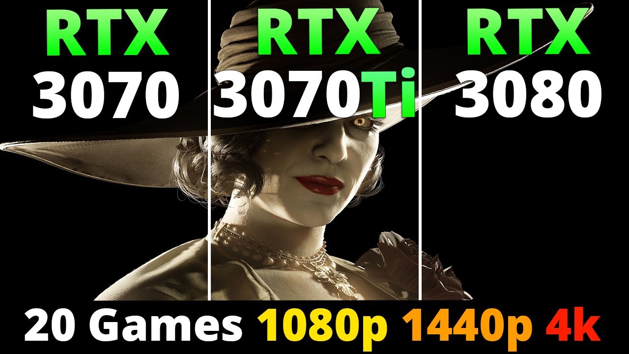 RTX 3070 vs RTX 3070 Ti vs RTX 3080   Performance Comparison 20 Games 1080p 1440p and 4K