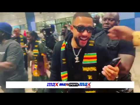 Barcelona Star, Memphis Depay has arrived in Ghana with a powerful delegation