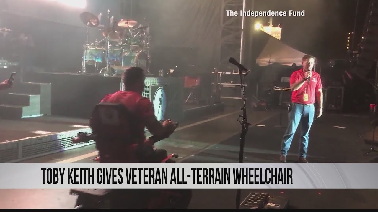 newspaper mockup Toby Keith gets veteran an all-terrain wheelchair