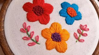 Sulam tangan motif bunga | simple flower hand embroidery design