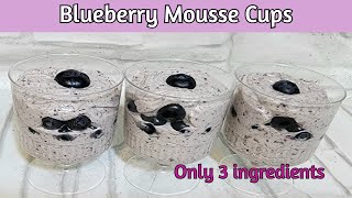 Blueberry Mousse No Bake No Gelatine No Egg |3 Ingredients Recipe in Urdu Hindi by Nabahats Kitchen