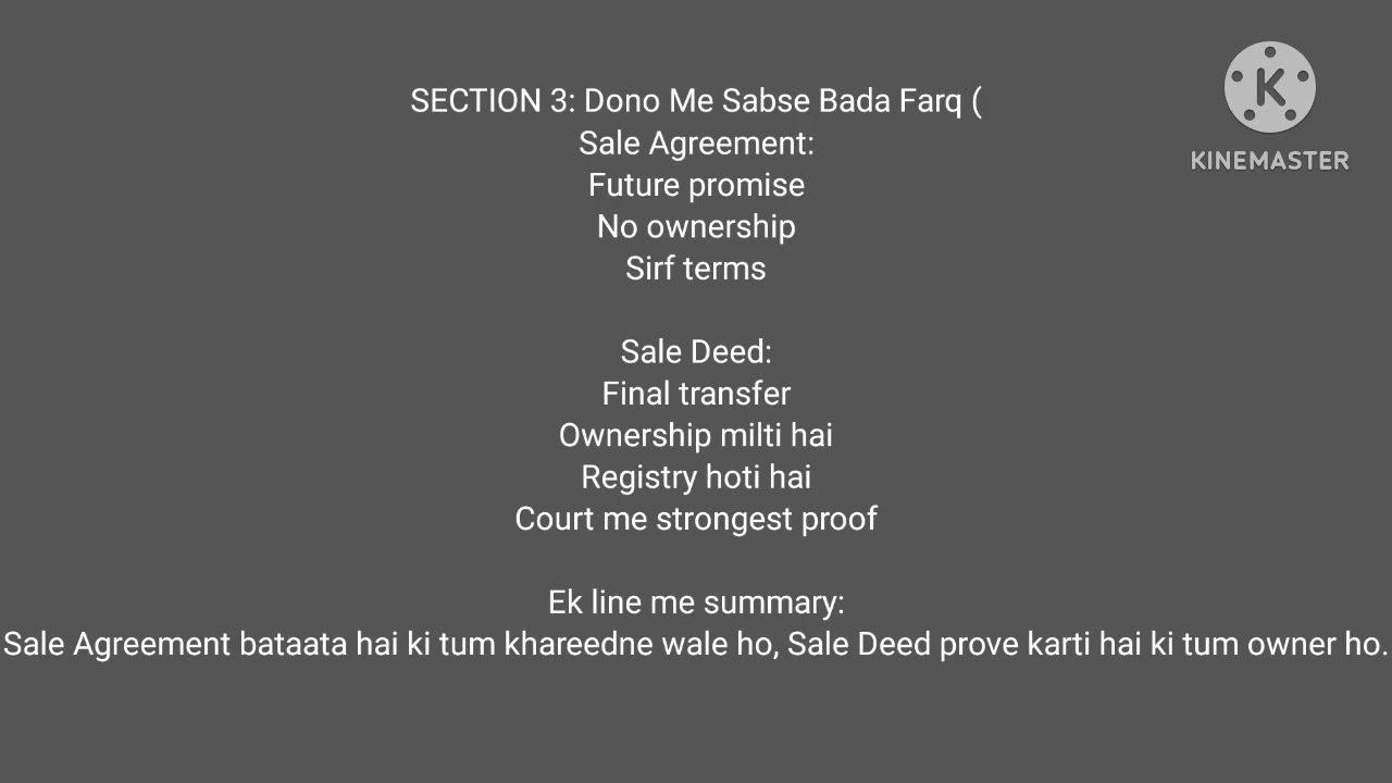 SALE AGREEMENT AUR SALE DEED ME KYA FARQ HAI