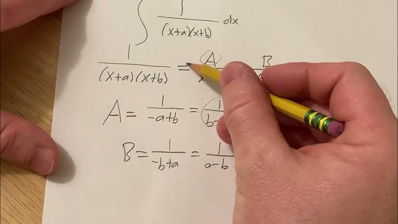 Partial Fractions Cover Up Method Integral of 1/((x a)(x b)) YouTube
