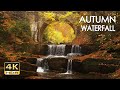 4K HDR Autumn Waterfall - Stream Sounds - Flowing Water - Forest River - White Noise - Sleep/ Relax