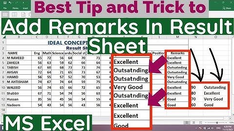 How to Automate Remarks in MS Excel | How to Add Remarks in Result sheet in Excel | Remarks in Excel