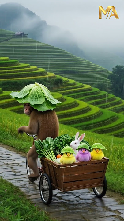 Monkey Chicks And Rabbit #shortvideo #cuteanimals