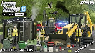 VOLVO FH16 FLIPPED OVER WHILE TRANSPORTING SAND | Public Work | Farming Simulator 22 | Episode 56