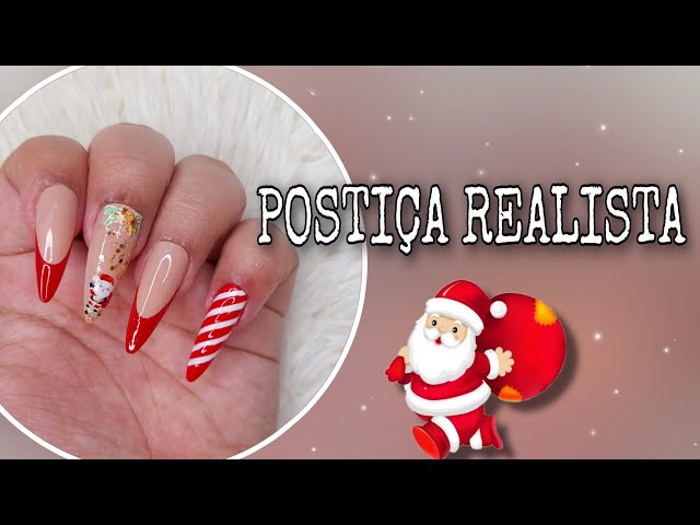 Unhas postiças decoradas natal - Unhas de patroete