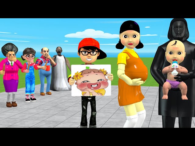 Scary Teacher 3D vs Squid Game Pregnant Mother Doll vs Baby Choose The Right Draw Image 5 Challenge class=