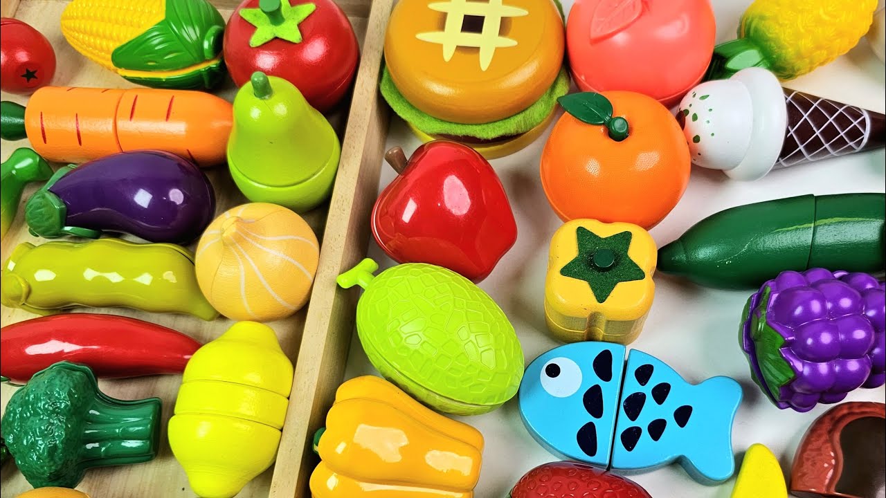 野菜カット・フルーツカット用材料 | ASMR 木とプラスチックから作られた果物と野菜