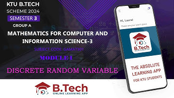 SEMESTER 3 | MATHEMATICS | MODULE 1 | DISCRETE RANDOM VARIABLES | 2024 SCHEME | GROUP A |
