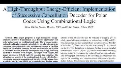 a high through put energy efficient implementation of Successive Cancellation