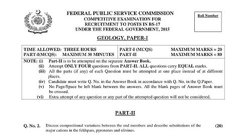 CSS PAST PAPERS - 2015 - GEOLOGY - OPTIONALLY SUBJECT  (GROUP 2)