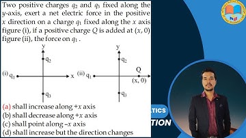 Two positive charges q2 and q3 fixed along the y-axis, exert a net electric force in the positive x