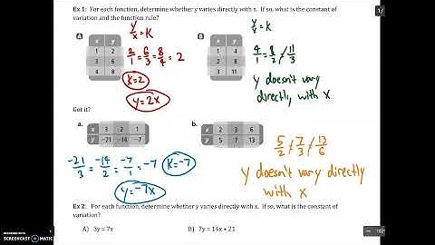 Algebra 2 2-2: Direct Variation