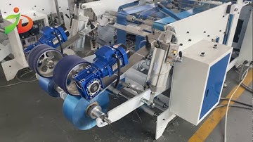 Automatic double lines coreless star sealing flat bag on roll making machine with labeling device