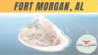 Birds eyes view of Fort Morgan Peninsula, Alabama  4K drone