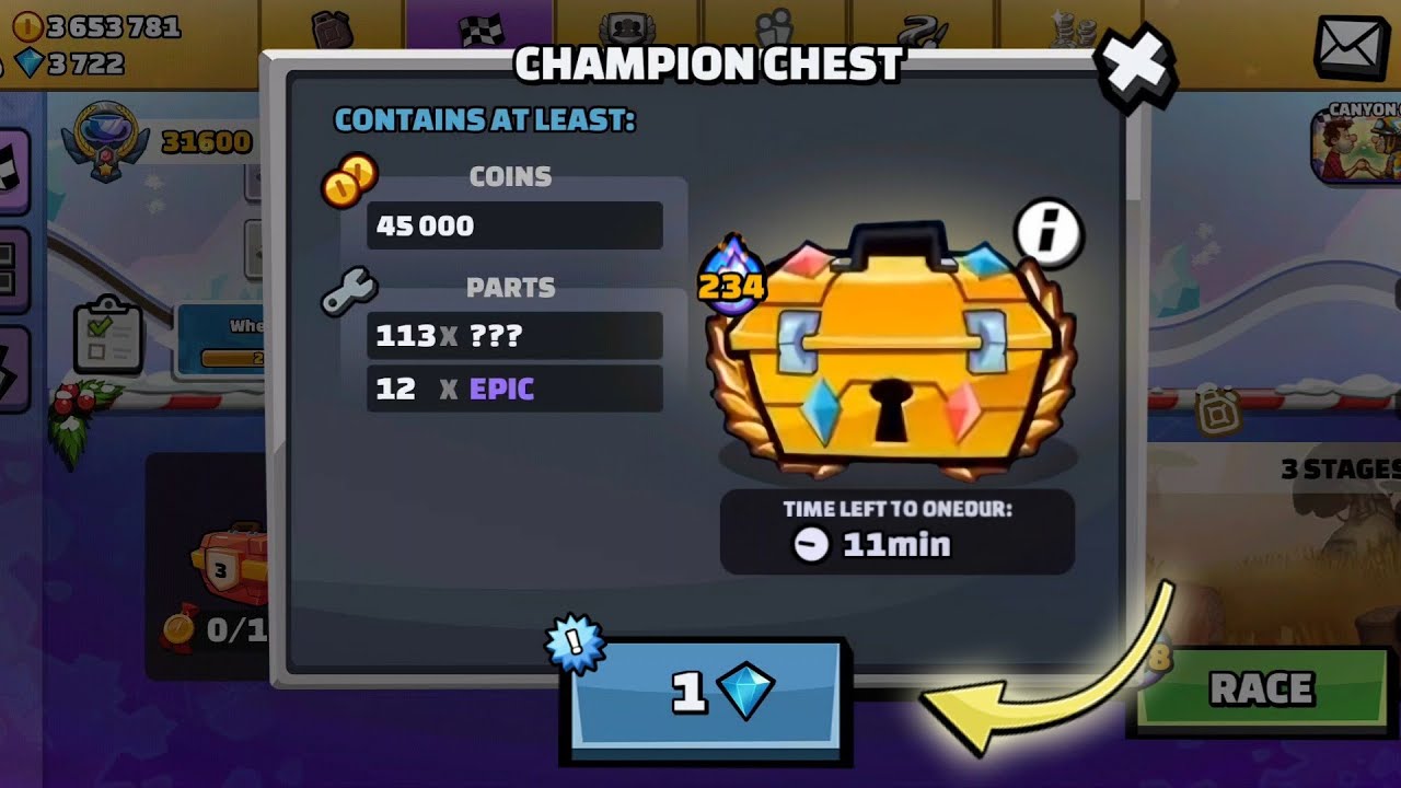 👀 I SPENT 1 GEM FOR THIS CHEST IN - Hill Climb Racing 2