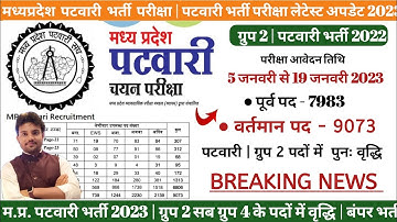 MP PATWARI REVISED VACANCY 2023 | पटवारी या ग्रुप 2 पदों में पुनः वृद्धि 9073 पद | VACANCY INCREASED