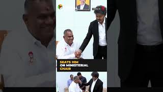 Vijay wishes 'Bussy' N Anand, seats him on ministerial chair, offers sweets | #shorts