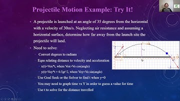 ME 203 Lab 3 MS Excel Goal Seek and Solver, Example of Projectile Motion (4K UHD)