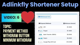❣️ Adlinkfly Link Shortener Payment Methods, Withdraw Button, Minimum Withdraw in Member Dashboard