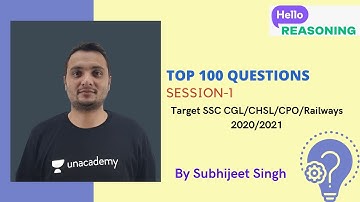 Top 100 Questions (Session-1) | Reasoning | Target SSC CGL/CHSL/CPO 2020 | Subhijeet Singh