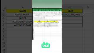 #shorts Datedif function in 10 second😱🔥|| Advance Excel 💯 working formula|| #exceltips #exceltricks